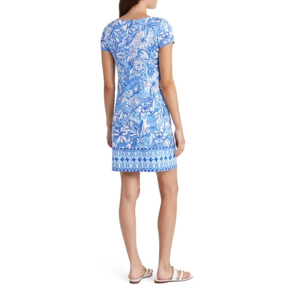 Lilly Pulitzer UPF 50+ Sophiletta Short Sleeve Dress, Blue Tang Flocking Fab, L - Picture 8 of 13
